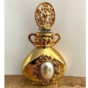 Vintage Adrian 24K Gold Plated Perfume Bottle‎ Pendant Necklace Vanity Accent